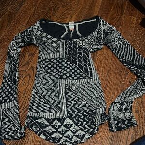 Free People Black and White Thermal Long Sleeve